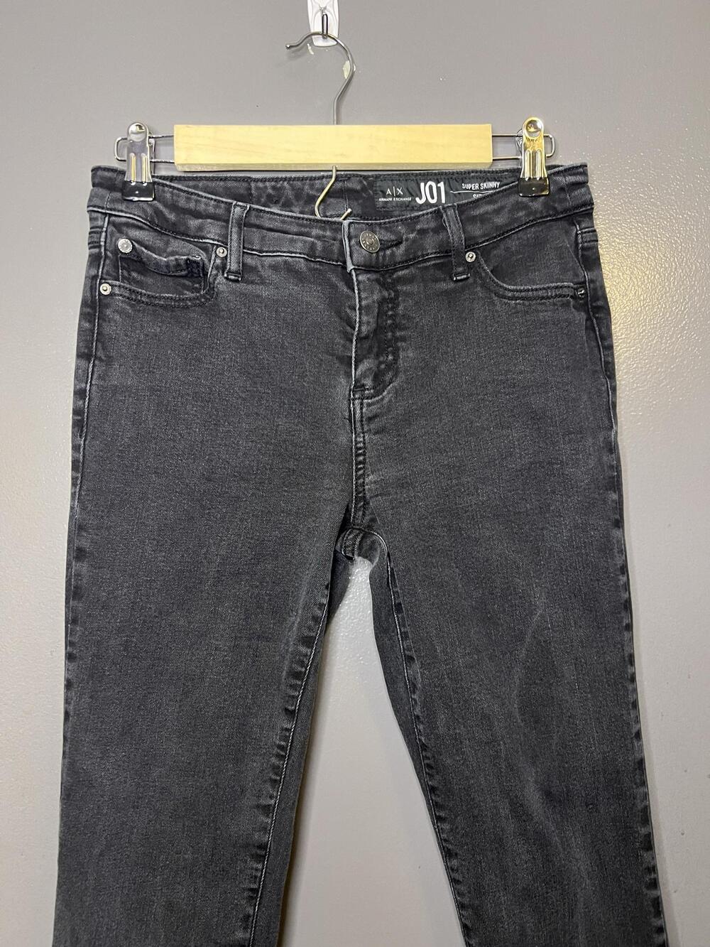 Armani Exchange J01 Jeans Mens 28x30 Gray Super Skinny Fit Denim Charcoal Wash